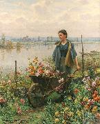 Daniel Ridgeway Knight Gathering Flowers Sweden oil painting artist